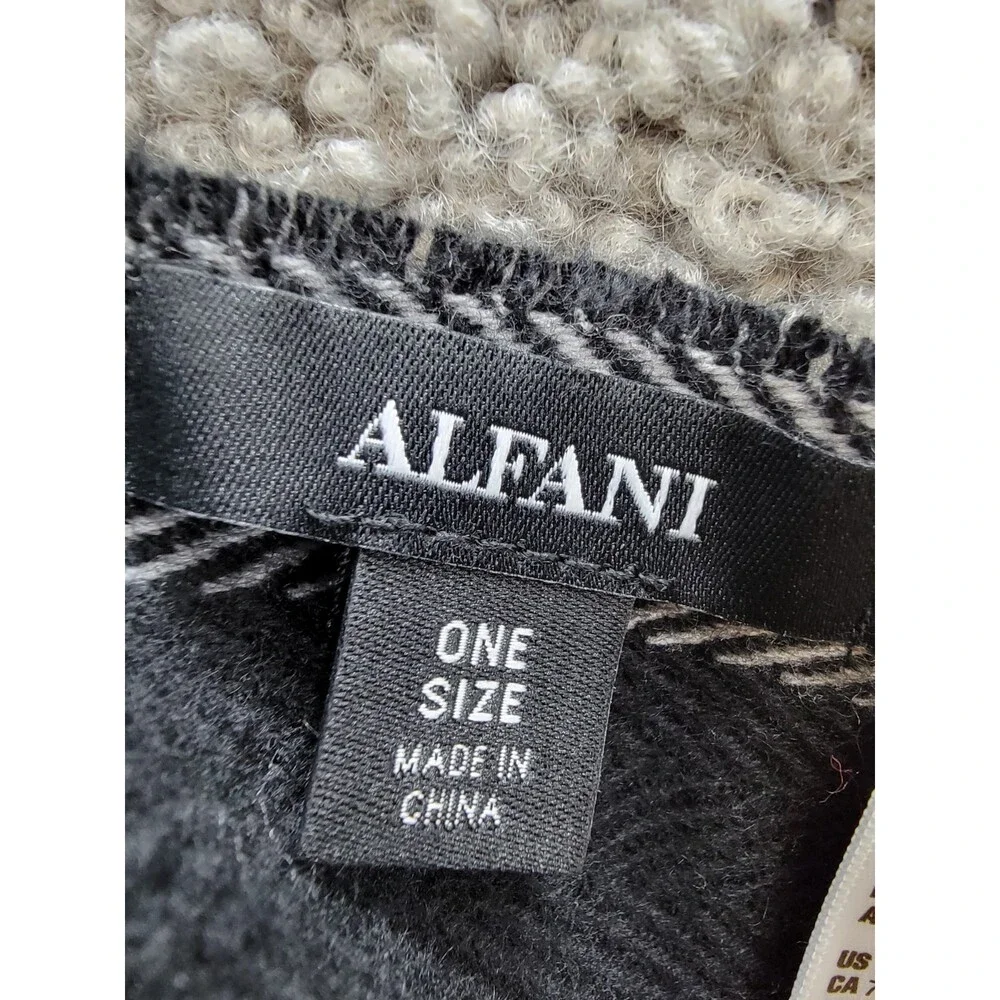Alfani Herringbone Scarf Men’s One Size Black Contrast Border Detail